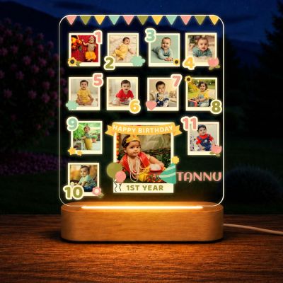 Personalized Baby's 1st Year Growth Journey Acrylic LED Photo Frame Lamp  Ideal First Birthday Decoration & Newborn Keepsake Gift Birthday Gift for Newborns & Toddlers